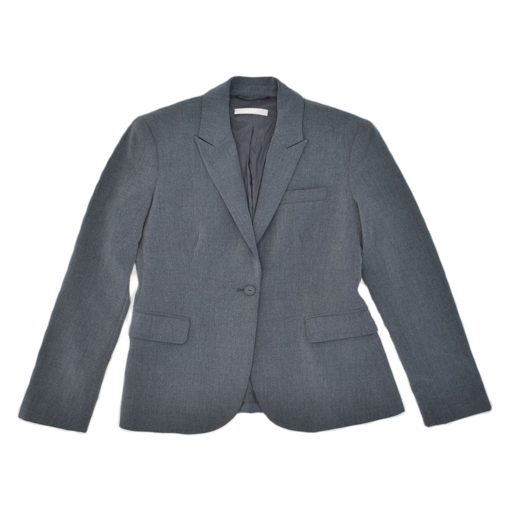 STEFANEL Womens 1 Button Blazer Jacket IT 42 Medium Grey Polyester | Vintage | Thrift | Second-Hand | Used Clothing | Messina Hembry 