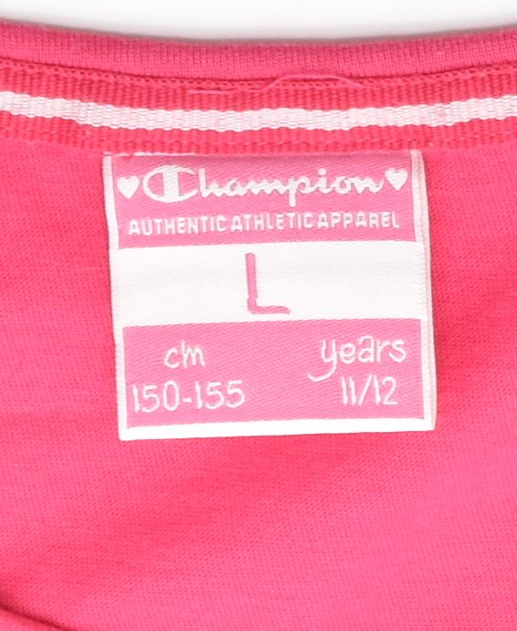 CHAMPION Girls Graphic Vest Top 11-12 Years Pink Cotton | Vintage | Thrift | Second-Hand | Used Clothing | Messina Hembry 