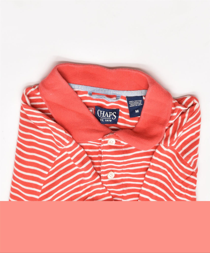 CHAPS Mens Polo Shirt Medium Red Striped Cotton | Vintage | Thrift | Second-Hand | Used Clothing | Messina Hembry 
