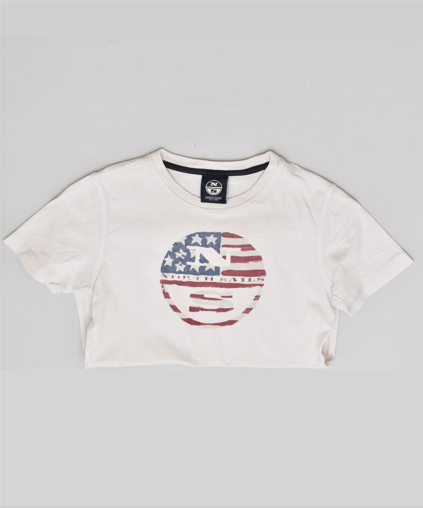 NORTH SAILS Boys Graphic T-Shirt Top 7-8 Years White Cotton | Vintage | Thrift | Second-Hand | Used Clothing | Messina Hembry 