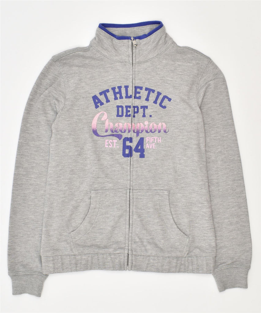 CHAMPION Girls Tracksuit Top Jacket 9-10 Years Medium Grey Cotton | Vintage | Thrift | Second-Hand | Used Clothing | Messina Hembry 