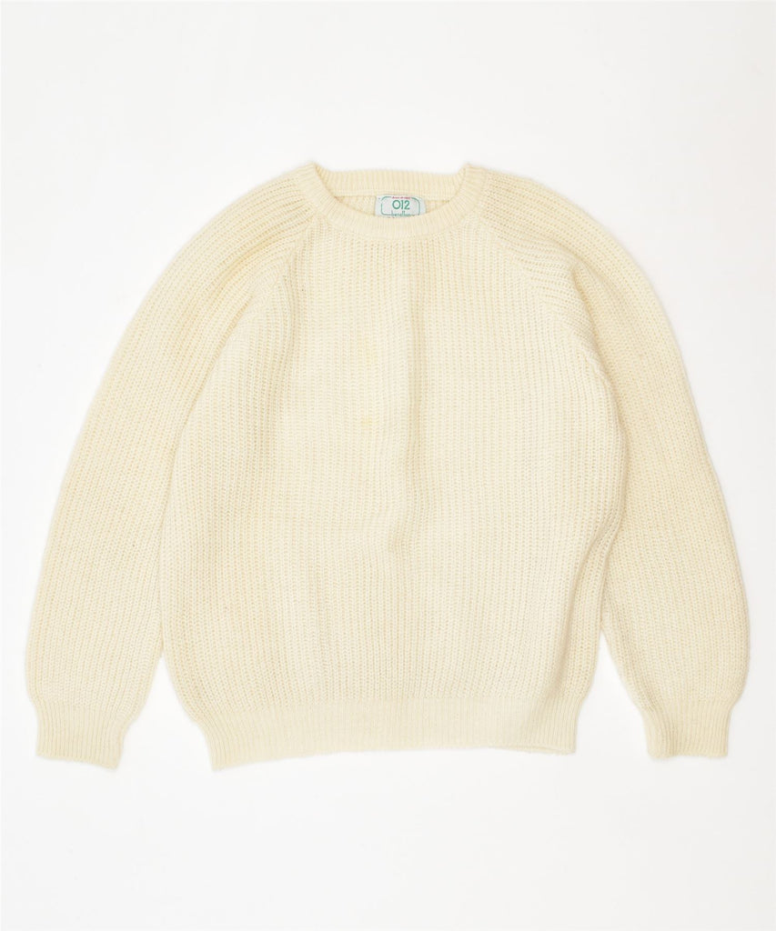 BENETTON Girls Crew Neck Jumper Sweater 12-13 Years Medium Off White Wool | Vintage | Thrift | Second-Hand | Used Clothing | Messina Hembry 