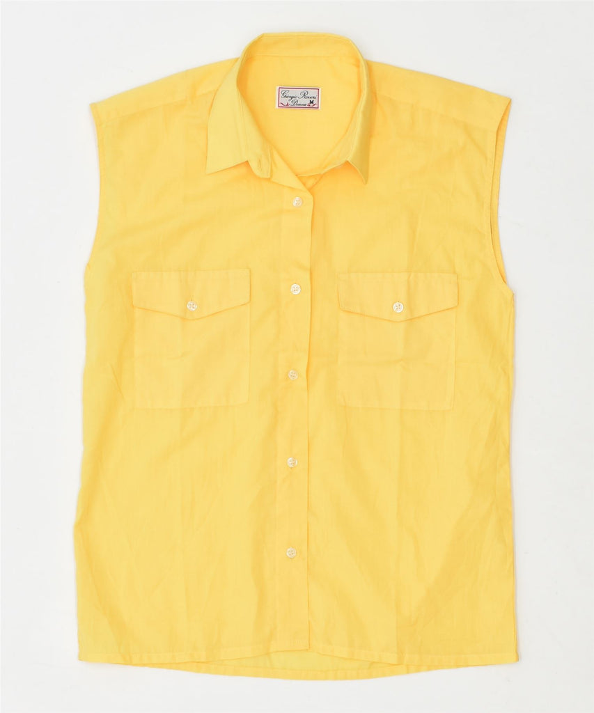 GIORGI ROVERI Womens Sleeveless Shirt UK 12 Medium Yellow Polyester Vintage | Vintage | Thrift | Second-Hand | Used Clothing | Messina Hembry 