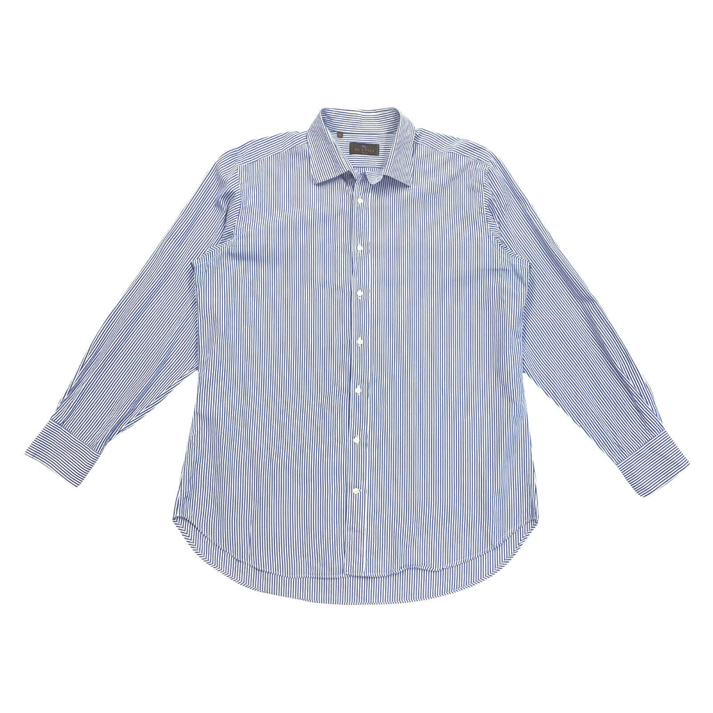 Etro Striped Button Up Shirt | Vintage High End Luxury Designer Blue White VTG | Vintage Messina Hembry | Thrift | Second-Hand Messina Hembry | Used Clothing | Messina Hembry 