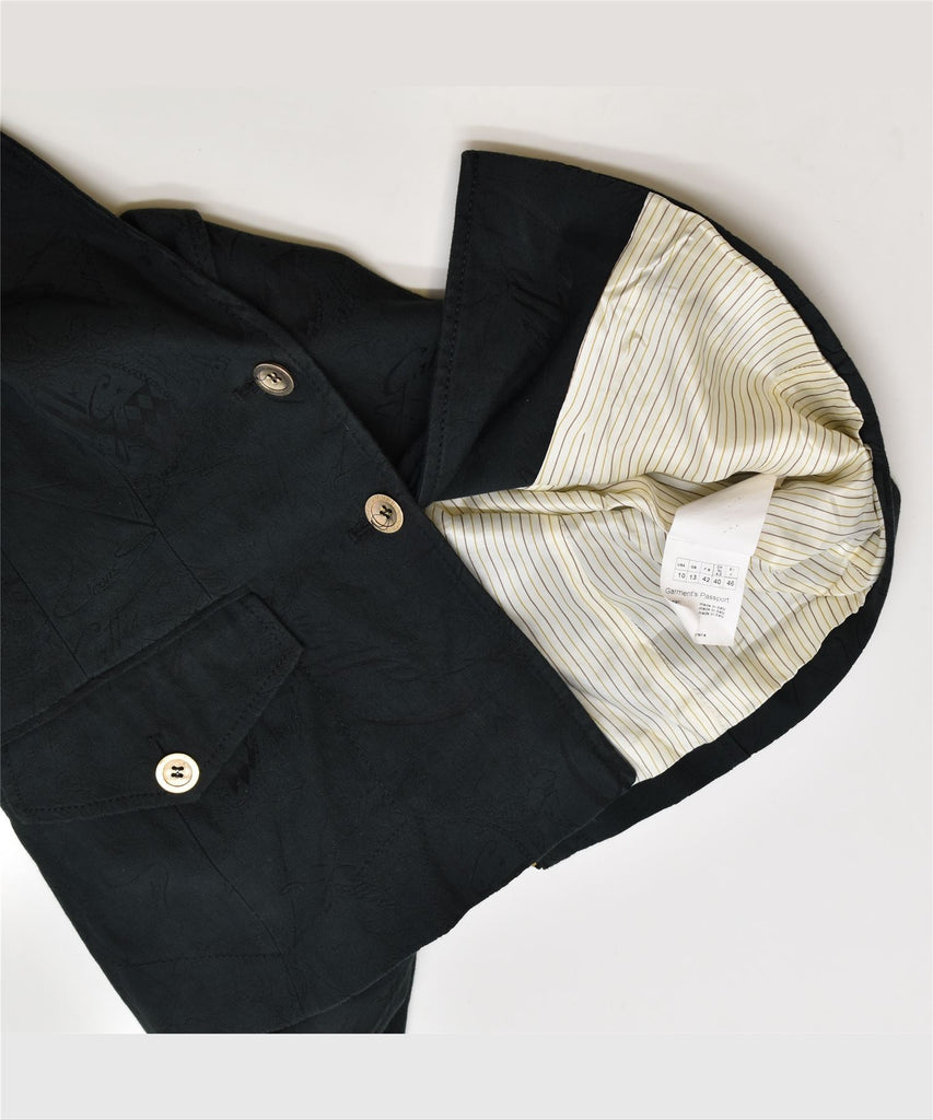 GATTINONI Womens 2 Button Blazer Jacket UK 13 Medium Black Cotton Logo | Vintage | Thrift | Second-Hand | Used Clothing | Messina Hembry 