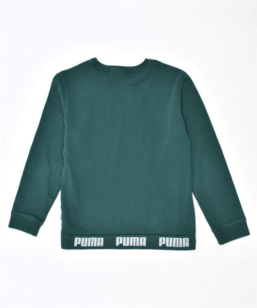 PUMA Womens Graphic Sweatshirt Jumper UK 14 Medium Green Cotton | Vintage | Thrift | Second-Hand | Used Clothing | Messina Hembry 