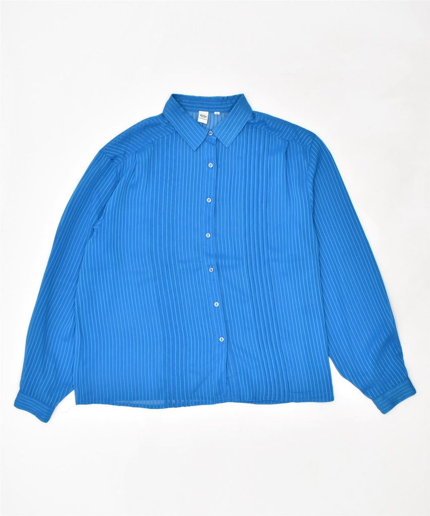 C & A Womens Shirt Blouse IT 48 XL Blue Pinstripe Polyester | Vintage | Thrift | Second-Hand | Used Clothing | Messina Hembry 