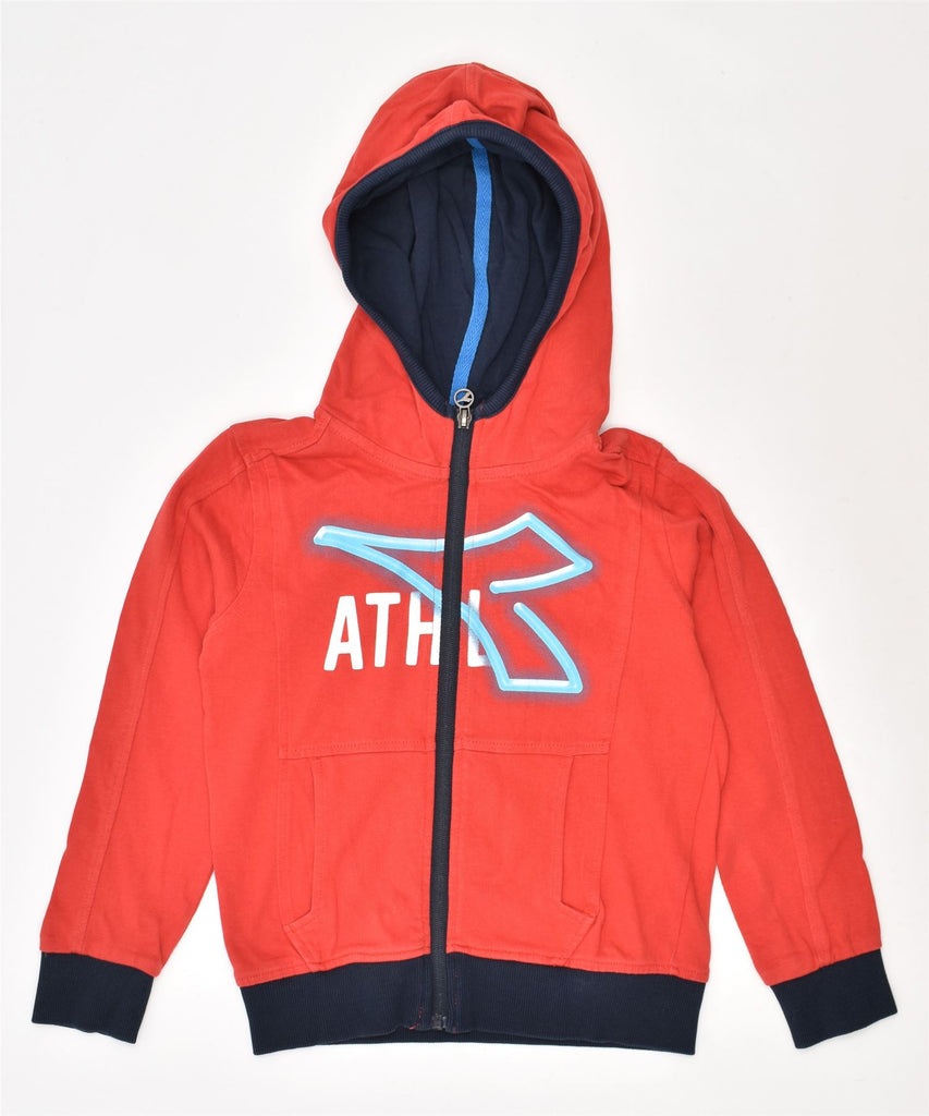 DIADORA Boys Graphic Zip Hoodie Sweater 5-6 Years Small Red Cotton | Vintage | Thrift | Second-Hand | Used Clothing | Messina Hembry 