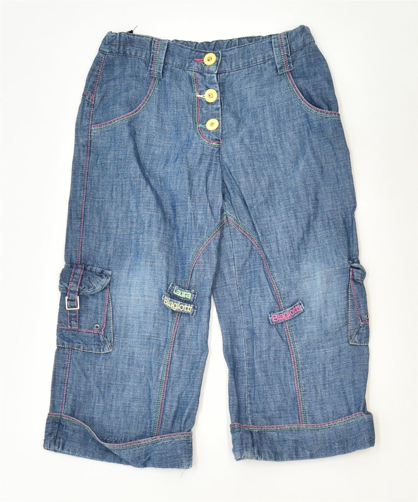 LAURA BIAGIOTTI Girls Capri Cargo Trousers 7-8 Years W24 L16 Blue | Vintage | Thrift | Second-Hand | Used Clothing | Messina Hembry 