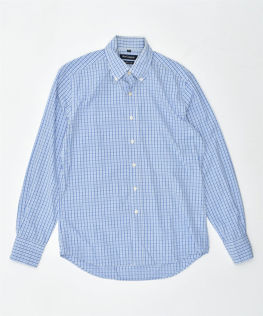 BEST COMPANY Mens Slim Fit Shirt Small Blue Check Cotton | Vintage | Thrift | Second-Hand | Used Clothing | Messina Hembry 