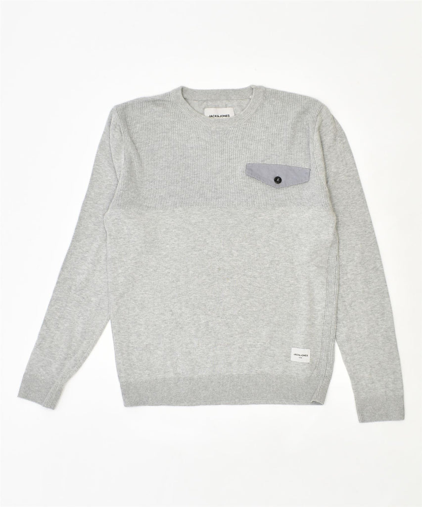 JACK & JONES Mens Core Crew Neck Jumper Sweater Small Grey Cotton | Vintage | Thrift | Second-Hand | Used Clothing | Messina Hembry 