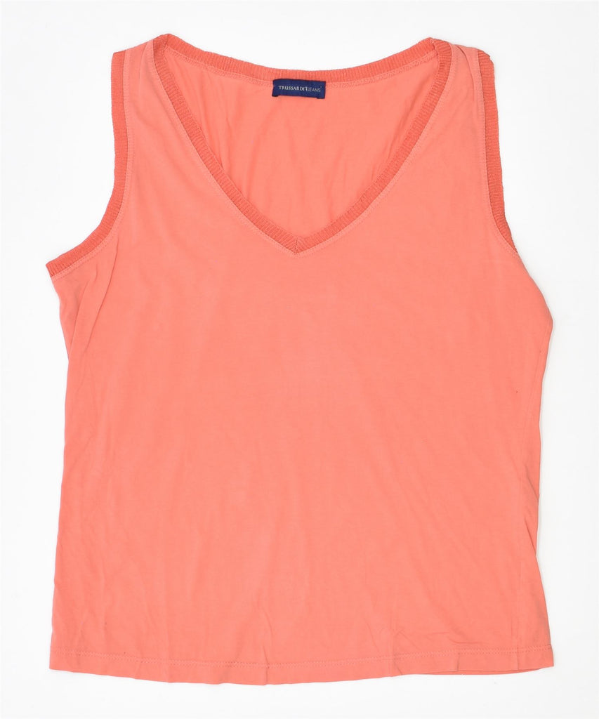 TRUSSARDI Womens Vest Top UK 12 Medium Orange Cotton | Vintage | Thrift | Second-Hand | Used Clothing | Messina Hembry 