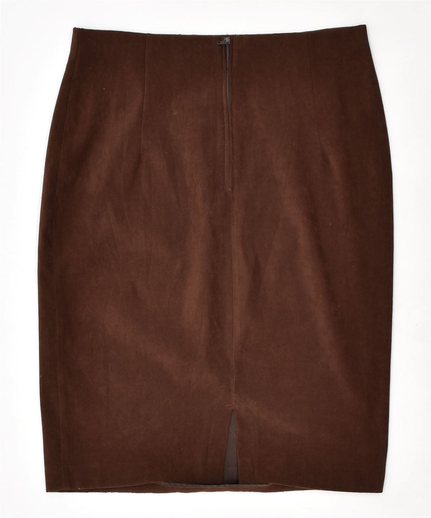 VINTAGE Womens Pencil Skirt UK 12 Medium W30 Brown Polyester | Vintage | Thrift | Second-Hand | Used Clothing | Messina Hembry 