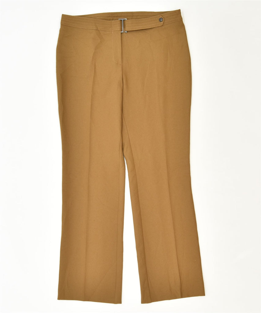 SANTI Womens Slim Casual Trousers W34 L30 Khaki Polyester Classic | Vintage | Thrift | Second-Hand | Used Clothing | Messina Hembry 