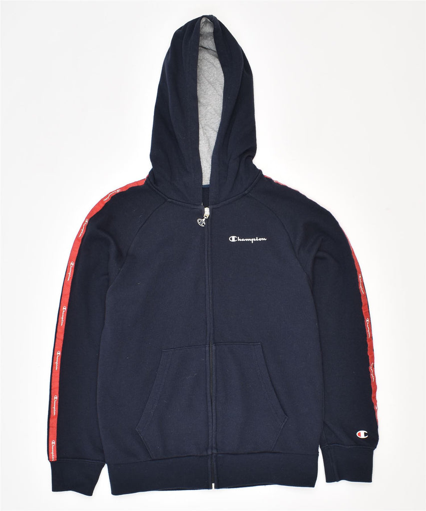 CHAMPION Boys Zip Hoodie Sweater 10-11 Years Navy Blue Cotton | Vintage | Thrift | Second-Hand | Used Clothing | Messina Hembry 