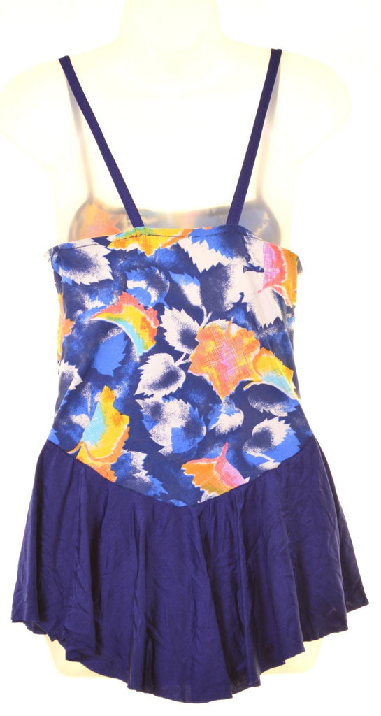VINTAGE Womens Swimwear Size 10 Small Navy Blue Floral - Second Hand & Vintage Designer Clothing - Messina Hembry