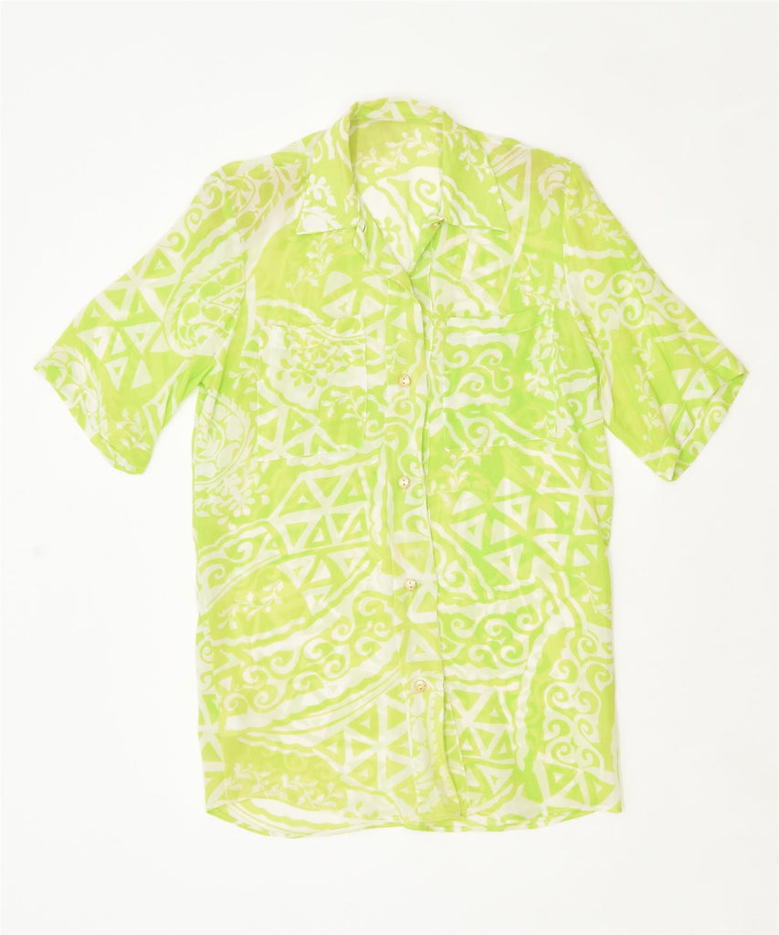VINTAGE Womens Short Sleeve Shirt UK 16 Large Green Aztec | Vintage | Thrift | Second-Hand | Used Clothing | Messina Hembry 