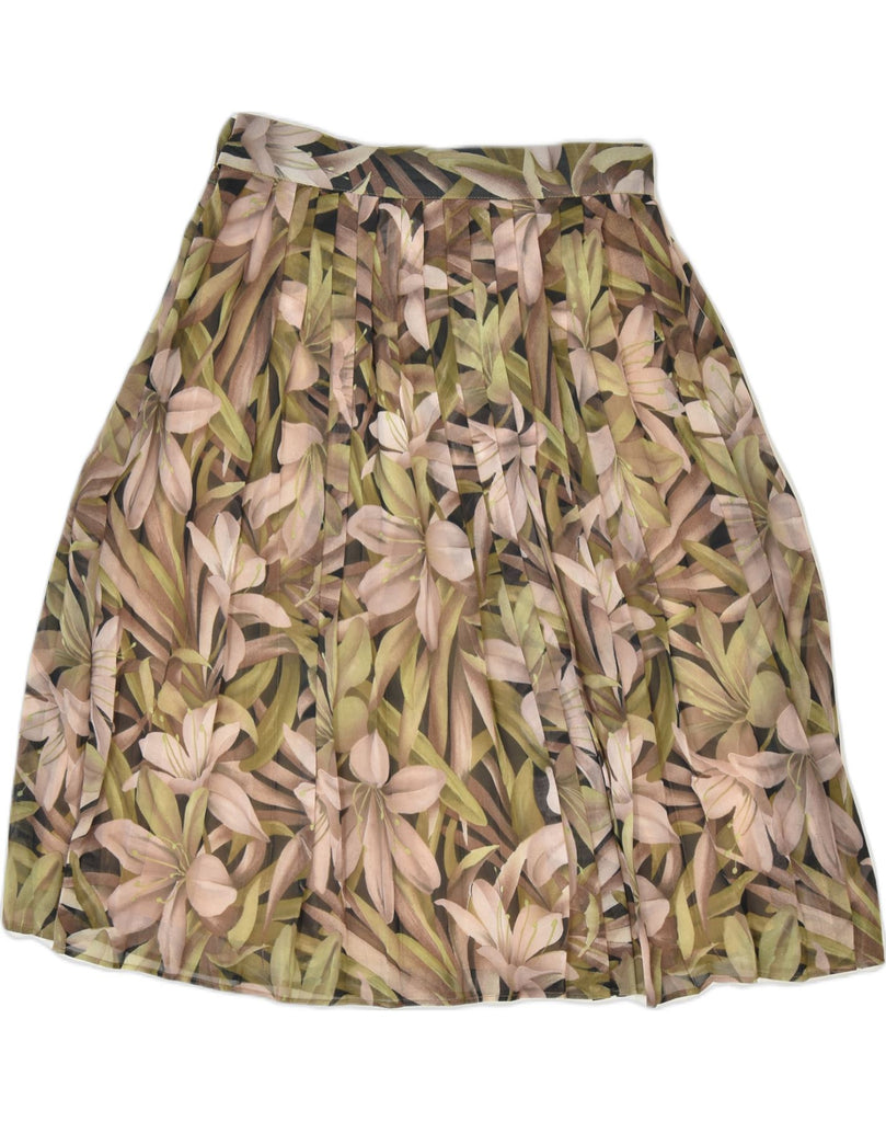 VINTAGE Womens Pleated Skirt Small W26 Brown Floral | Vintage | Thrift | Second-Hand | Used Clothing | Messina Hembry 