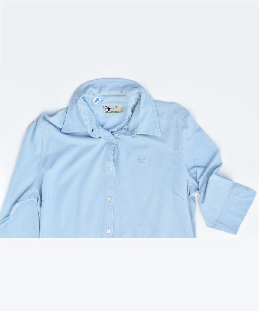 SERGIO TACCHINI Womens 3/4 Sleeve Shirt UK 16 Large Blue Cotton | Vintage | Thrift | Second-Hand | Used Clothing | Messina Hembry 