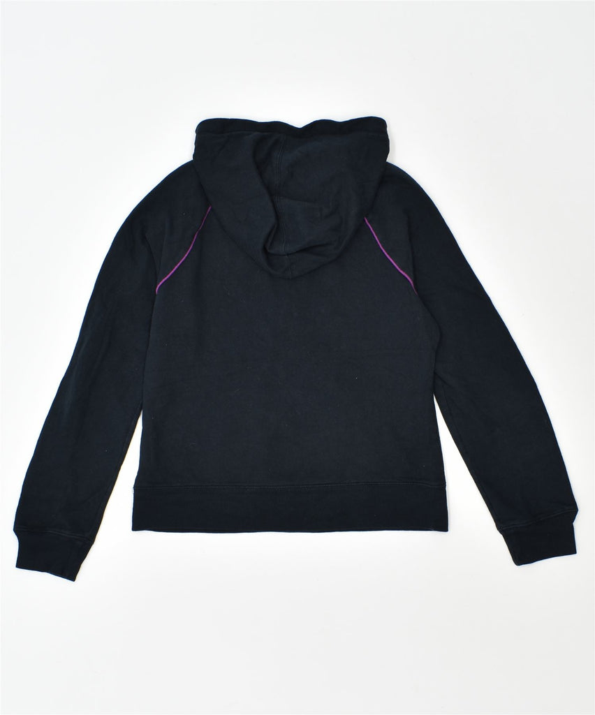 FILA Womens Zip Neck Hoodie Jumper UK 14 Medium Black Cotton | Vintage | Thrift | Second-Hand | Used Clothing | Messina Hembry 