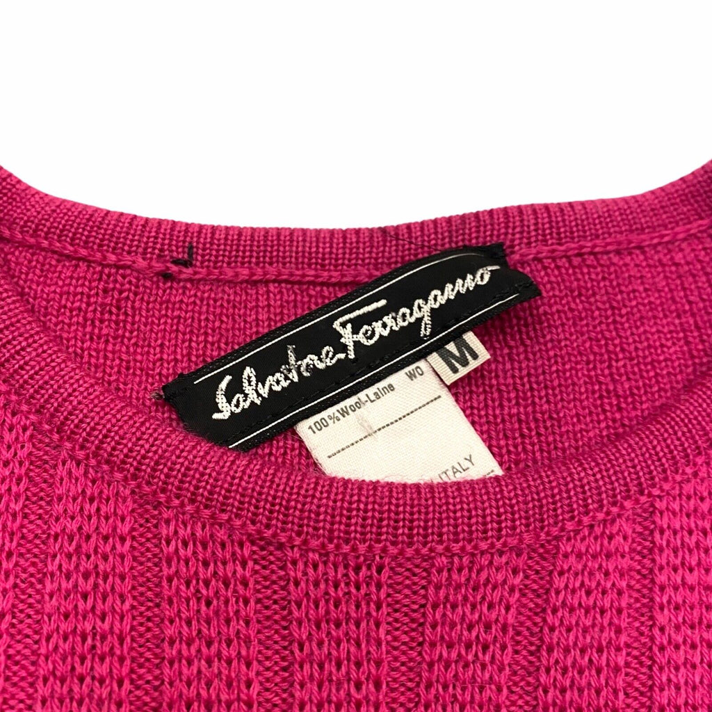 Salvatore Ferragamo Short Sleeve Knitted Wool Dress | Vintage Designer Pink VTG | Vintage Messina Hembry | Thrift | Second-Hand Messina Hembry | Used Clothing | Messina Hembry 