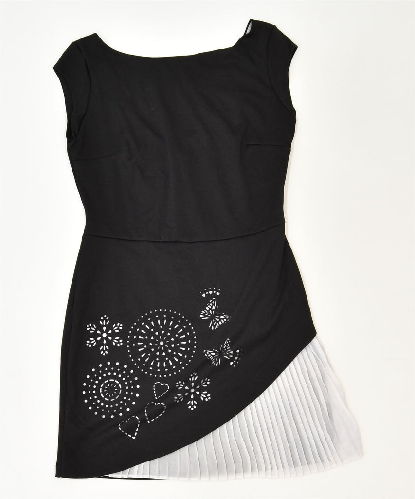 DESIGUAL Womens Asymmetrical Dress UK 14 Medium Black Polyester Classic | Vintage | Thrift | Second-Hand | Used Clothing | Messina Hembry 