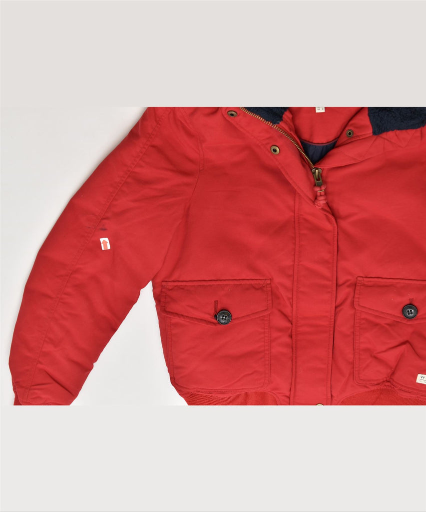 JACK WILLS Womens Hooded Padded Jacket UK 10 Small Red Polyester | Vintage | Thrift | Second-Hand | Used Clothing | Messina Hembry 