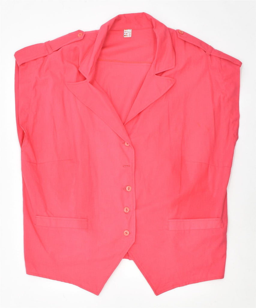 VINTAGE Womens Sleeveless 5 Button Blazer Jacket EU 50 XL Pink Cotton | Vintage | Thrift | Second-Hand | Used Clothing | Messina Hembry 