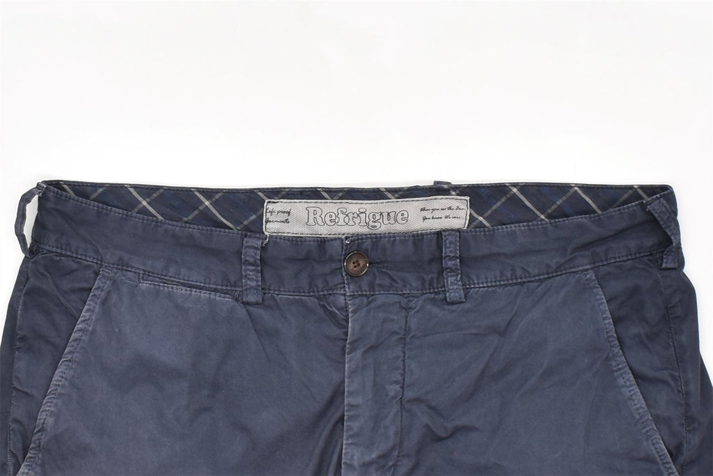 REFRIGUE Mens Straight Chino Trousers IT 50 Large W34 L30 Blue Cotton | Vintage | Thrift | Second-Hand | Used Clothing | Messina Hembry 