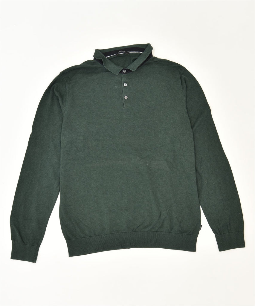 JACK & JONES Mens Polo Neck Jumper Sweater Small Green | Vintage | Thrift | Second-Hand | Used Clothing | Messina Hembry 