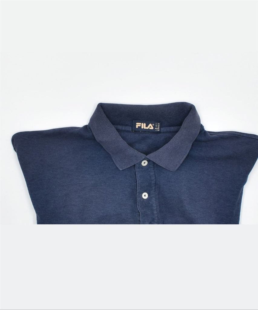 FILA Mens Polo Shirt IT 52 Large Navy Blue Cotton | Vintage | Thrift | Second-Hand | Used Clothing | Messina Hembry 