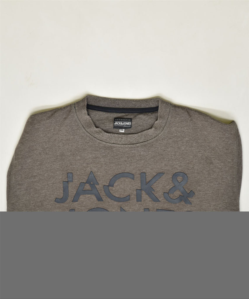 JACK & JONES Mens Graphic Sweatshirt Jumper 2XL Brown Polyester | Vintage | Thrift | Second-Hand | Used Clothing | Messina Hembry 