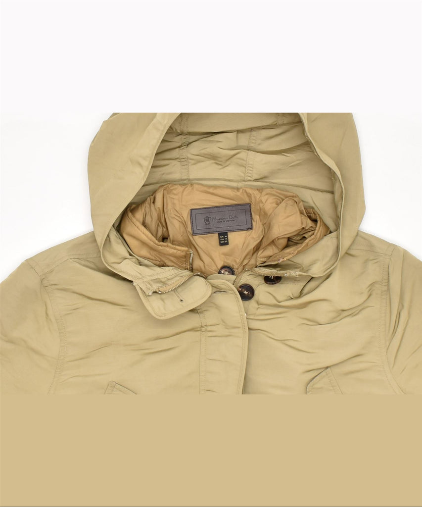 MASSIMO DUTTI Womens Hooded Rain Jacket UK 14 Medium Beige Cotton | Vintage | Thrift | Second-Hand | Used Clothing | Messina Hembry 