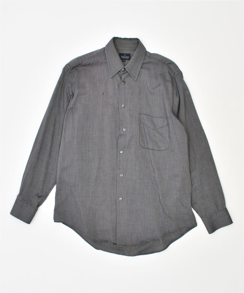 TRUSSARDI Mens Shirt Medium Grey Cotton | Vintage | Thrift | Second-Hand | Used Clothing | Messina Hembry 