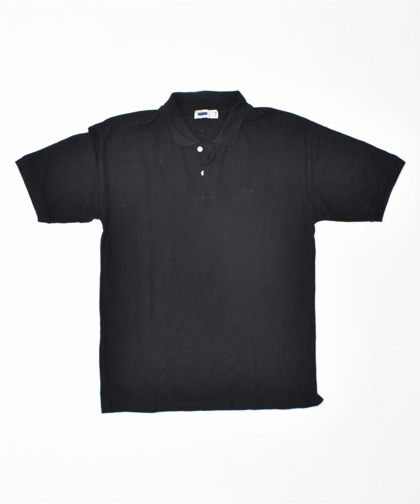 FILA Mens Polo Shirt IT 50 Medium Black Cotton | Vintage | Thrift | Second-Hand | Used Clothing | Messina Hembry 