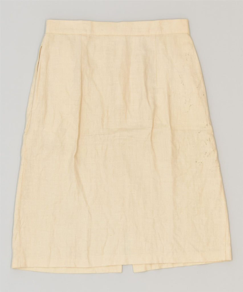 NATURA Womens A-Line Skirt IT 46 Large W30 Beige Linen Classic Vintage | Vintage | Thrift | Second-Hand | Used Clothing | Messina Hembry 