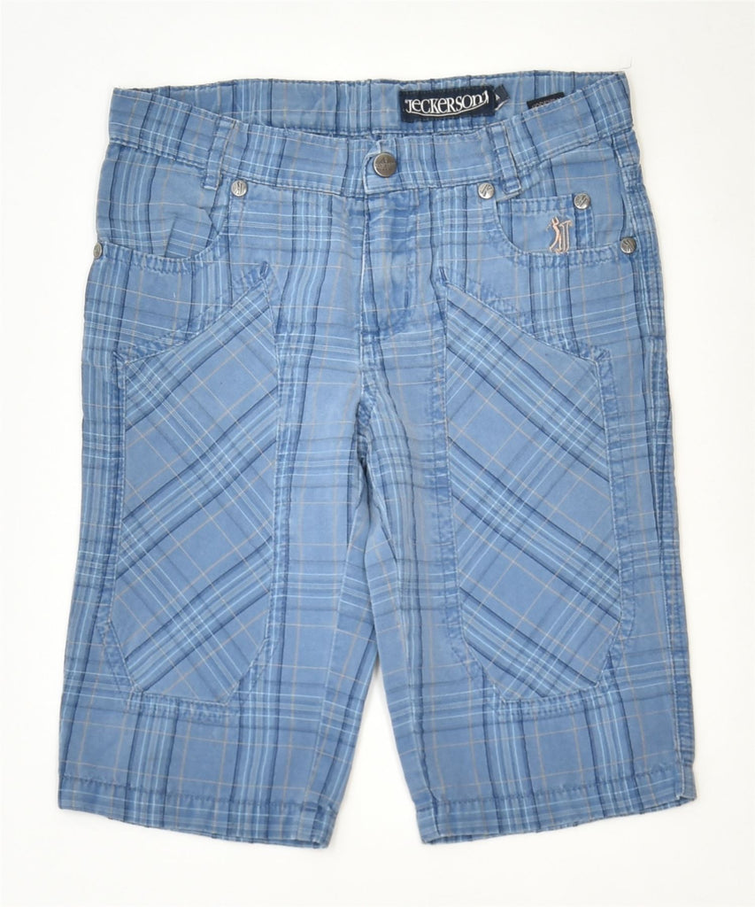 JECKERSON Boys Bermuda Shorts 7-8 Years W24 Blue Check Cotton Classic | Vintage | Thrift | Second-Hand | Used Clothing | Messina Hembry 