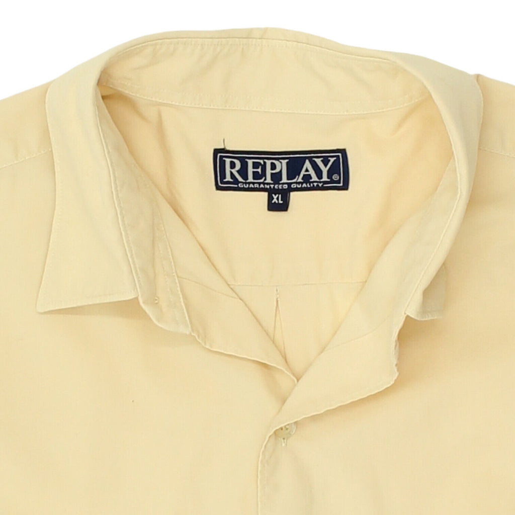 Replay Yellow Short Sleeve Shirt | Vintage High End Luxury Designer XL VTG | Vintage Messina Hembry | Thrift | Second-Hand Messina Hembry | Used Clothing | Messina Hembry 