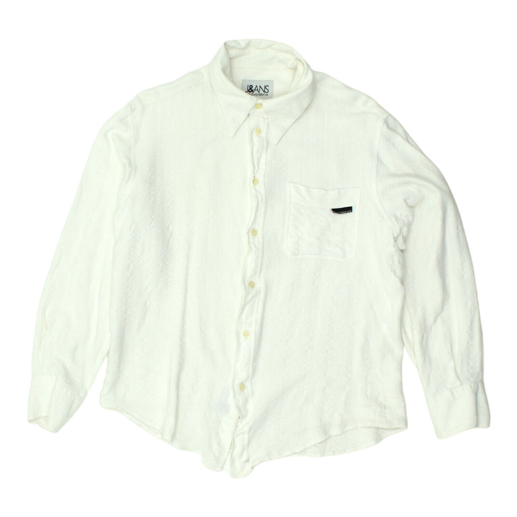 Dolce & Gabbana Jeans Mens White Cotton Viscose Shirt | Vintage Designer VTG | Vintage Messina Hembry | Thrift | Second-Hand Messina Hembry | Used Clothing | Messina Hembry 