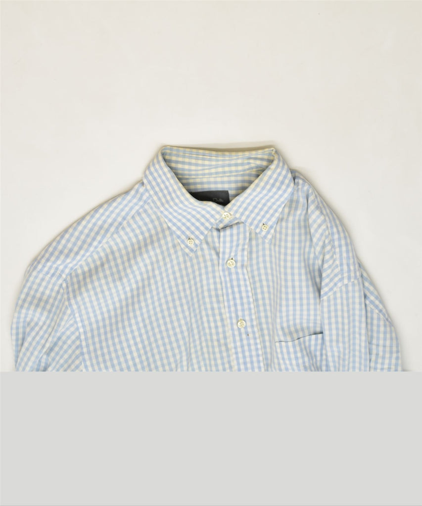 MASSIMO DUTTI Mens Shirt Size 40 Medium Blue Gingham Cotton | Vintage | Thrift | Second-Hand | Used Clothing | Messina Hembry 