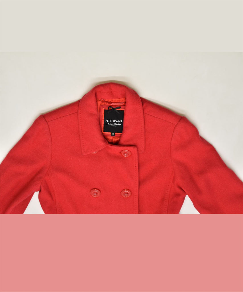 PEPE JEANS Womens Princess Coat UK 14 Medium Red Wool | Vintage | Thrift | Second-Hand | Used Clothing | Messina Hembry 