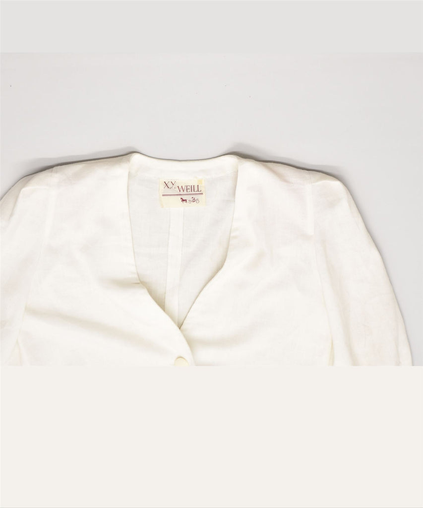 X.Y. WEILL Womens Crop 1 Button Blazer Jacket UK 16 Large White Vintage | Vintage | Thrift | Second-Hand | Used Clothing | Messina Hembry 