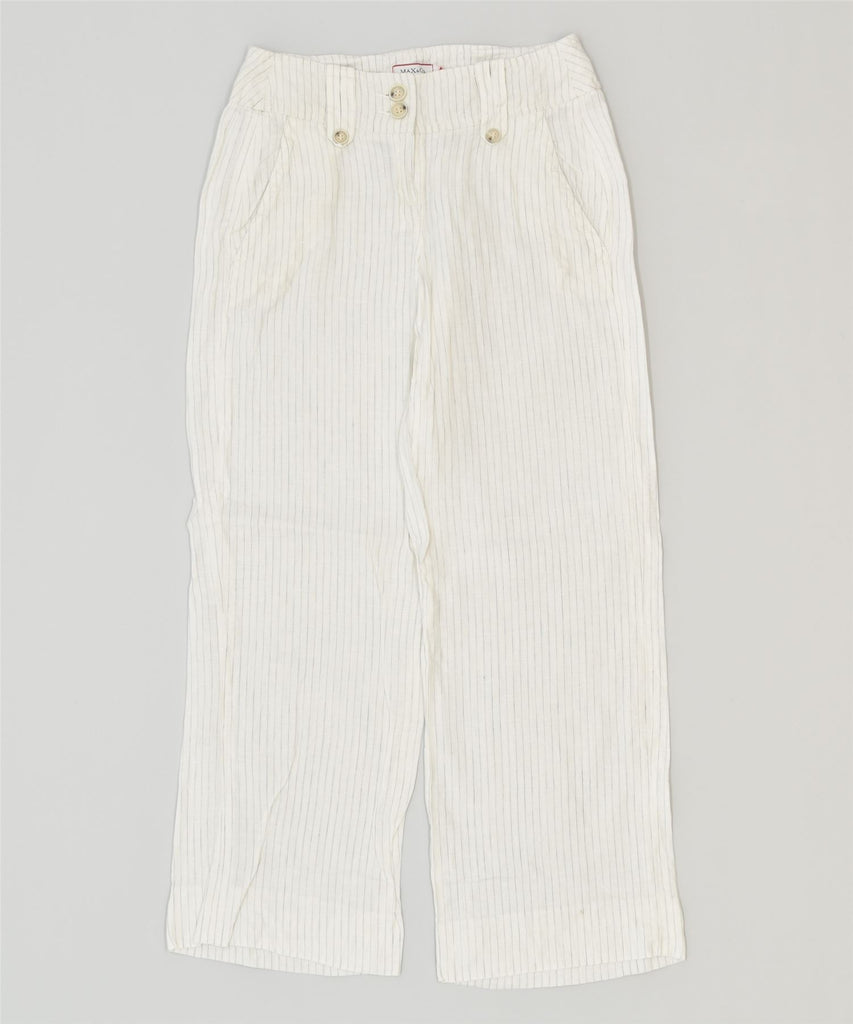 MAX & CO. Womens Straight Chino Trousers W26 L27 White Pinstripe Classic | Vintage | Thrift | Second-Hand | Used Clothing | Messina Hembry 