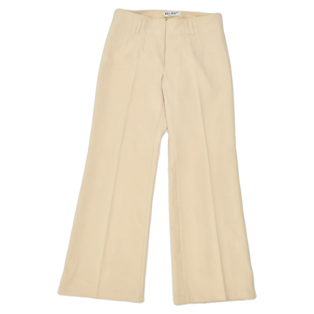 DI.DO Womens Wide Leg Casual Trousers IT 42 Medium W28 L34 Beige Polyester | Vintage | Thrift | Second-Hand | Used Clothing | Messina Hembry 