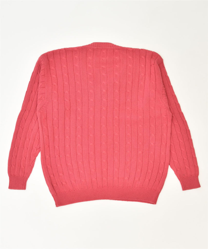 HENRY COTTONS Mens V-Neck Jumper Sweater Large Pink Cotton Classic | Vintage | Thrift | Second-Hand | Used Clothing | Messina Hembry 