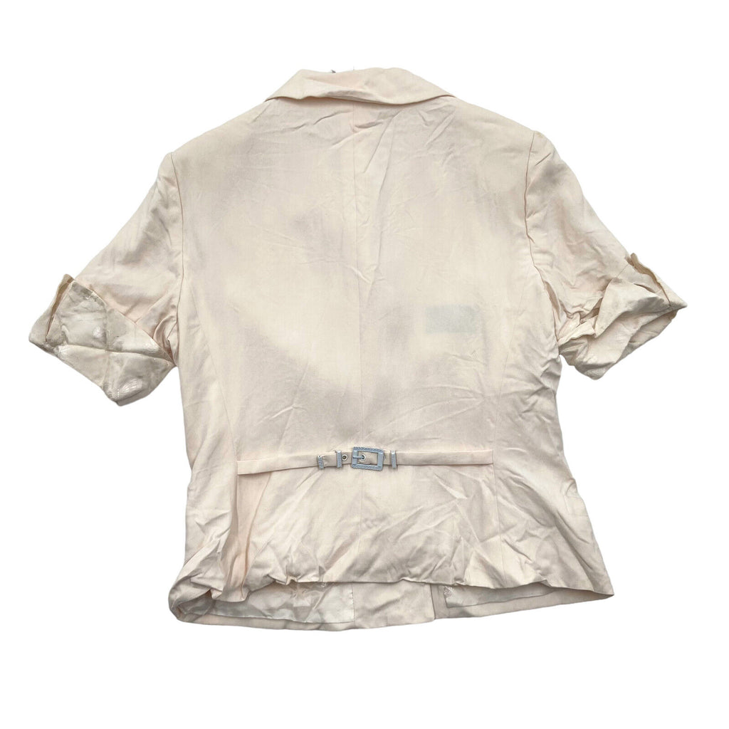 Gianni Versace Womens Beige Short Sleeve Silk Blazer Jacket | Vintage Designer | Vintage Messina Hembry | Thrift | Second-Hand Messina Hembry | Used Clothing | Messina Hembry 