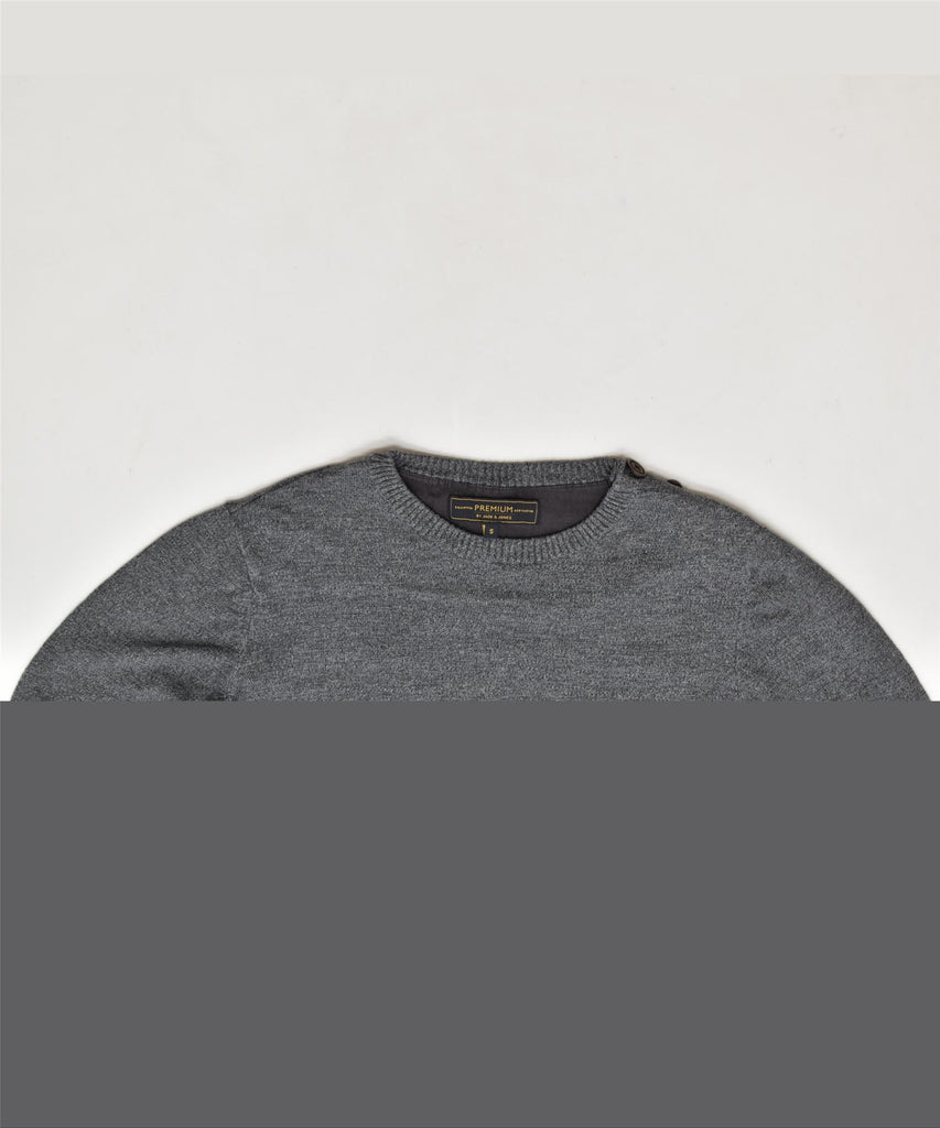 JACK & JONES Mens Crew Neck Jumper Sweater Small Grey Cotton | Vintage | Thrift | Second-Hand | Used Clothing | Messina Hembry 