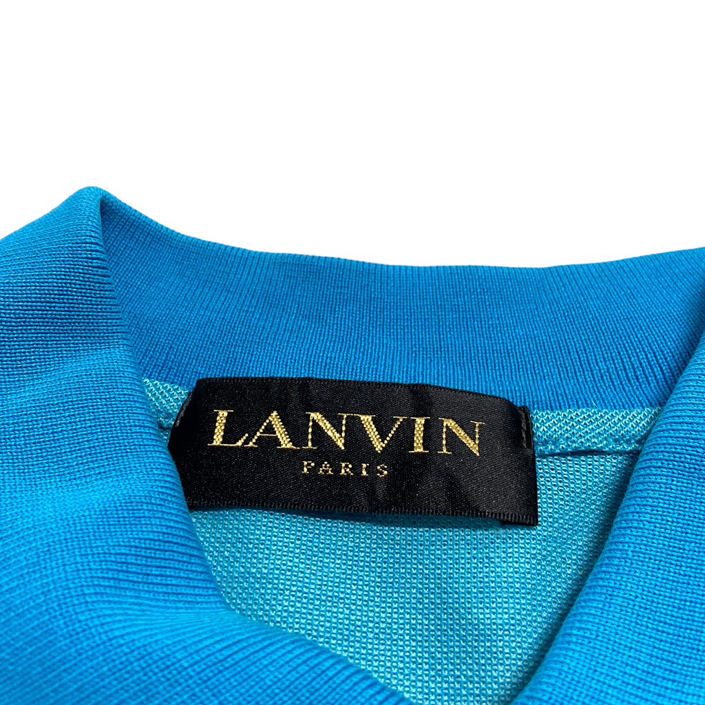 Lanvin Button Up Polo Shirt | Vintage High End Luxury Designer Blue Small VTG | Vintage Messina Hembry | Thrift | Second-Hand Messina Hembry | Used Clothing | Messina Hembry 
