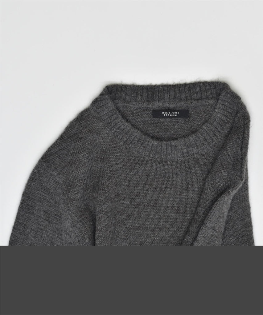 JACK & JONES Mens Crew Neck Jumper Sweater Medium Grey Acrylic | Vintage | Thrift | Second-Hand | Used Clothing | Messina Hembry 