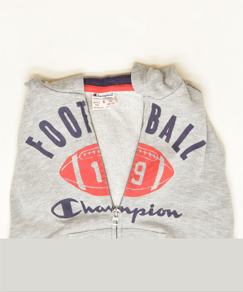 CHAMPION Boys Graphic Zip Hoodie Sweater 7-8 Years Small Grey Sports | Vintage | Thrift | Second-Hand | Used Clothing | Messina Hembry 